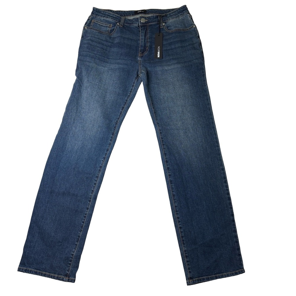 Nova‎ Men Jeans Size 34 Blue Denim Dark Wash Straight Leg Casual New